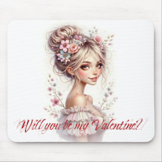 Will You Be My Valentine – Romantic Art Print Mousepad