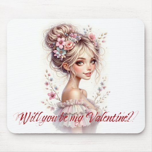 Will You Be My Valentine – Romantic Art Print Mousepad (Vorne)