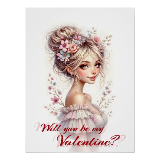 Will You Be My Valentine – Romantic Art Print Poster (Vorderseite)