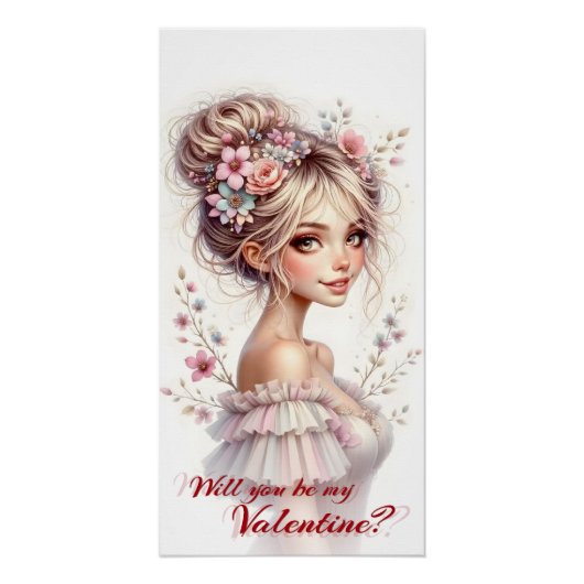 Will You Be My Valentine – Romantic Art Print Poster (Vorderseite)
