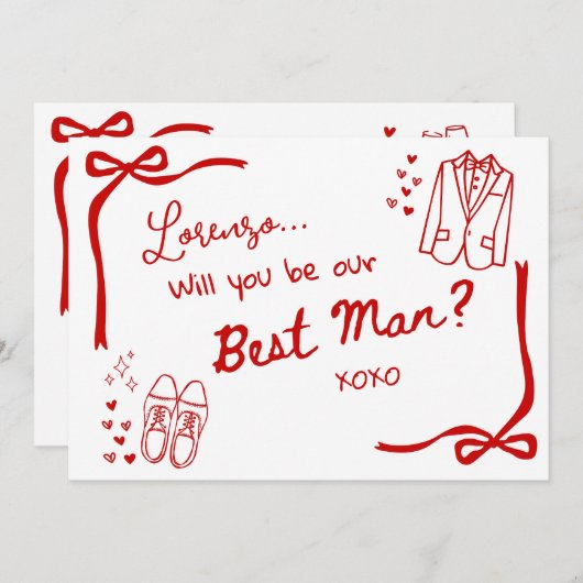Will you be our Best Man Card Invitation Einladung (Vorne/Hinten)