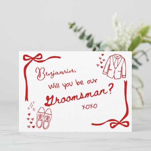 Will you be our Groomsman Card Invitation Einladung (Stehend Vorderseite)