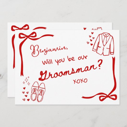 Will you be our Groomsman Card Invitation Einladung (Vorne/Hinten)