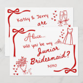 Will you be our Junior Bridesmaid Card Invitation Einladung (Vorne/Hinten)