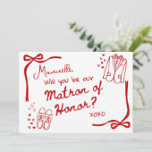 Will you be our Matron of Honor Card Invitation Einladung (Stehend Vorderseite)