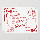 Will you be our Matron of Honor Card Invitation Einladung (Vorne/Hinten)