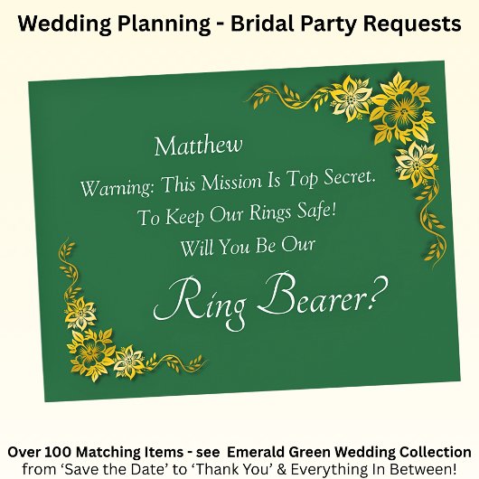 Will You Be Our Ring Bearer? Emerald Green & Gold