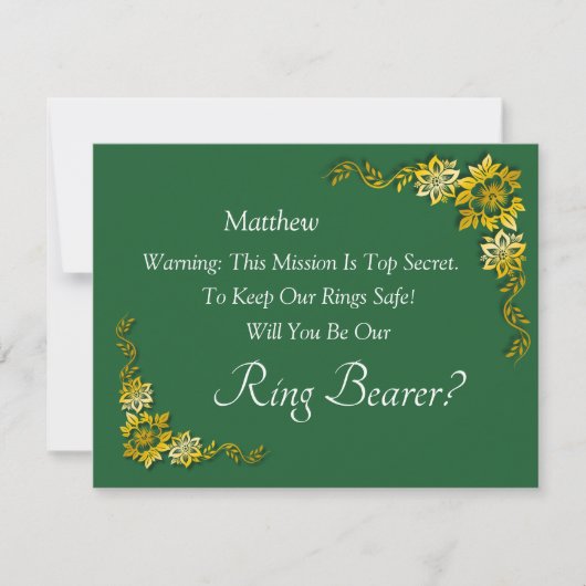 Will You Be Our Ring Bearer? Emerald Green & Gold (Vorderseite)
