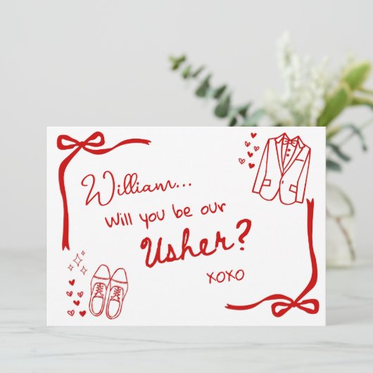 Will you be our Usher Card Invitation Einladung (Stehend Vorderseite)