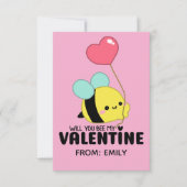 Will You Bee My Valentine Kids Card Mitteilungskarte (Vorderseite)