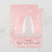 Will you Bridesmaid Glitzer Grau Dress Pink Veil Einladung (Vorne/Hinten)