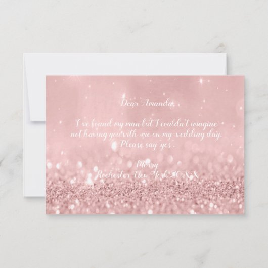 Will you Bridesmaid Glitzer Red Bean Diamond Dres Einladung (Rückseite)