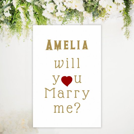 Will you marry me Heart Red Romantic Proposal Poster