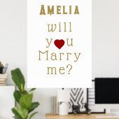 Will you marry me Heart Red Romantic Proposal Poster (Heimbüro)
