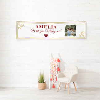 Will you marry me Heart Romantic Proposal Photo Banner