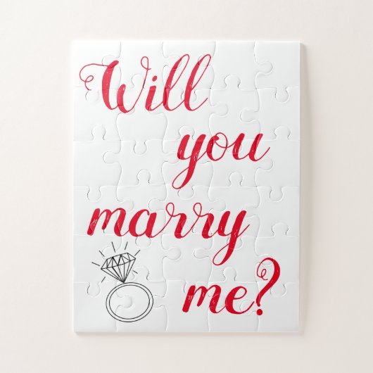 "Will You Marry Me?" Red n White Engagement Puzzle (Vertikal)