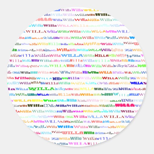 Willa Text Design II Round Sticker (Vorderseite)