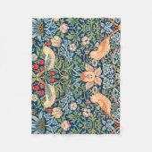 Willam Morris Erdbeerdieb, Vintage Vögel Fleecedecke (Vorderseite)