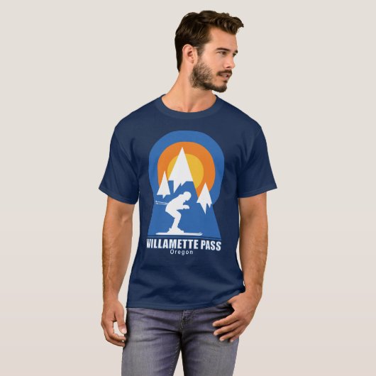 Willamette Pass Ski Sunset Retro T - Shirt (Vorne ganz)