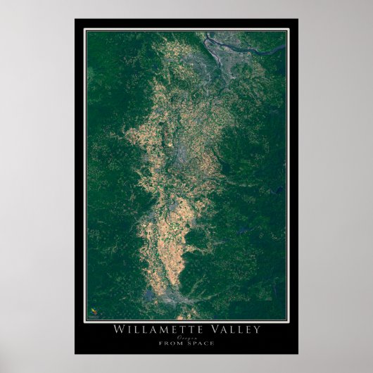 Willamette Valley Oregon Satellite Poster Karte (Vorne)