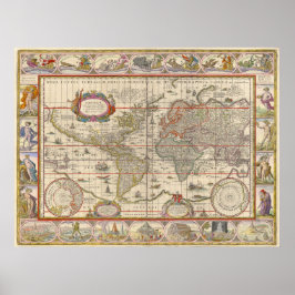 Willem Blaeu - Weltkarte des Mittelalters Poster