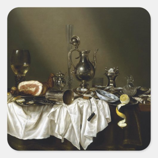 Willem Claesz Heda Banquet Piece mit Ham Quadratischer Aufkleber (Vorderseite)