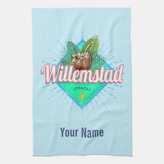 Willemstad Curacao Urlaub Vintag Karibik Geschirrtuch (Vertikal)