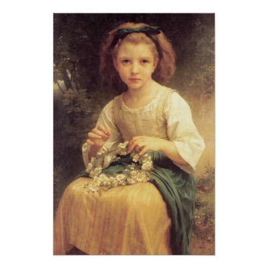 William-Adolphe Bouguereau Kind Braiding a Crown Poster (Vorderseite)