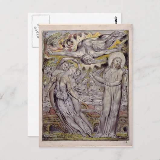 William Blake-Christ lehnt das Bankett von Satan a Postkarte (Vorne/Hinten)