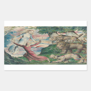 William Blake - Dante Running von den drei Bestien Rechteckiger Aufkleber