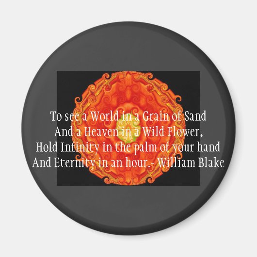 William Blake zitiert "World in a Grain of Sand" Magnet (Vorne)