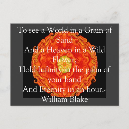 William Blake zitiert "World in a Grain of Sand" Postkarte (Vorderseite)