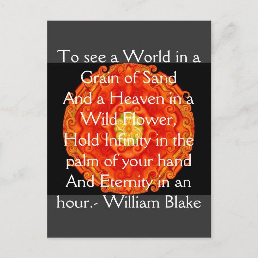 William Blake zitiert "World in a Grain of Sand" Postkarte (Vorderseite)