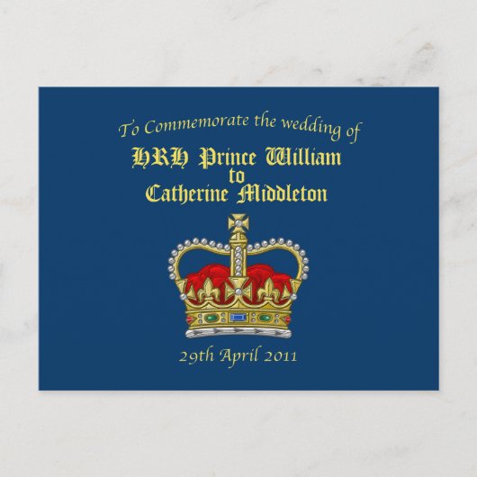 William & Catherine Royal Wedding 29. April 2011 Postkarte (Vorderseite)