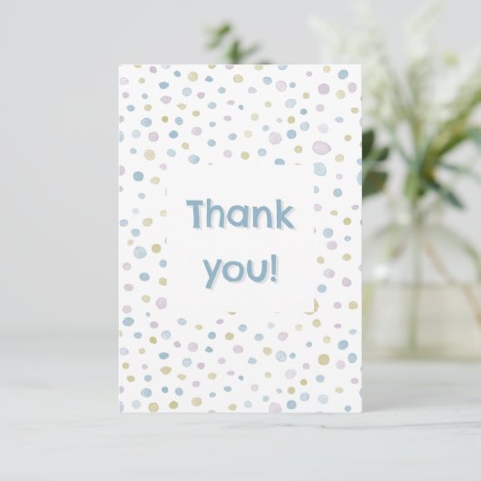 William Confetti Watercolor Dots Danke-Card Dankeskarte (Stehend Vorderseite)