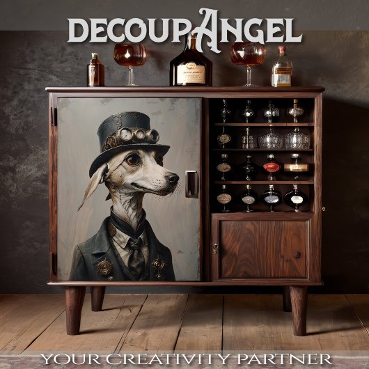 William - Dapper Dog mit - Decoupage - Seidenpapier