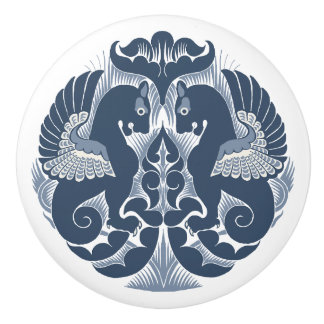 William De Morgan Blue Griffins Ceramic Pull Keramikknauf