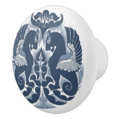 William De Morgan Blue Griffins Ceramic Pull Keramikknauf (Rechts)