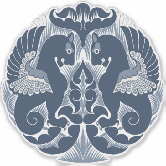 William De Morgan Blue Griffins Vinyl Sticker (Vorderseite)