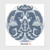 William De Morgan Blue Griffins Vinyl Sticker (Blatt)