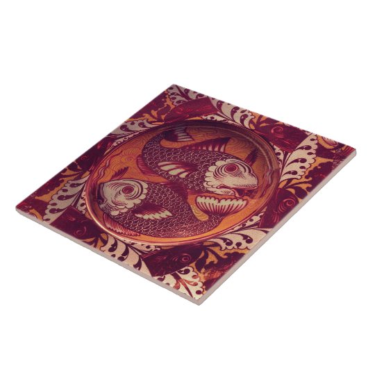 William * De Morgan Fish Red Fliese (Seite)