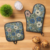 William De Morgan Flowers Ofenhandschuh & Topflappen-Set (Oben Unten)