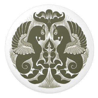 William De Morgan Green Griffins Ceramic Pull Keramikknauf