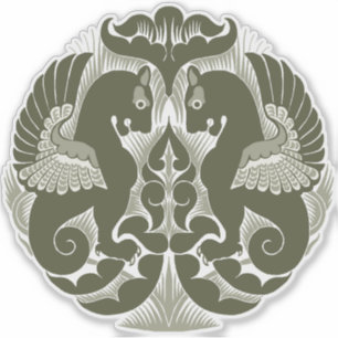 William De Morgan Green Griffins Vinyl-Aufkleber Aufkleber