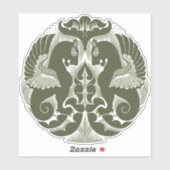 William De Morgan Green Griffins Vinyl Sticker (Blatt)