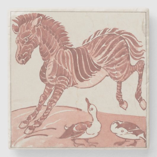 William De Morgan - Kicking Zebra Steinuntersetzer (Vorderseite)