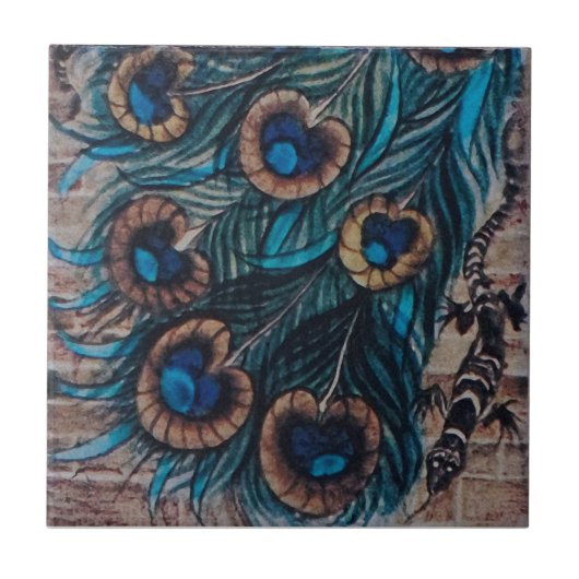 William De Morgan - Peacock - Titel 3 von 3 Fliese (Vorderseite)