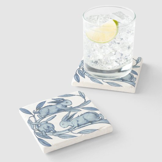 William De Morgan Rabbits Steinuntersetzer (Seitenansicht)