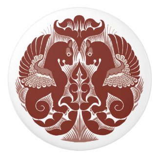 William De Morgan Red Griffins Ceramic Pull Keramikknauf