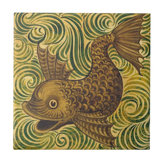 William De Morgan Repro Dolphin Tile (gegenüberges Fliese (Vorderseite)